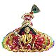 Bal Gopal Sitting on Throne in Red with Golden Design Dress