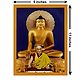 Dalai Lama sitting in front of Lord Buddha - Unframed Thangka Poster - Reprint on Paper