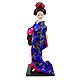 Japanese Geisha Doll in Blue Brocade Kimono Dress Holding Ball