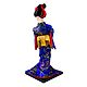 Japanese Geisha Doll in Blue Brocade Kimono Dress Holding Ball