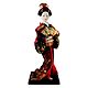 Geisha Doll in Dark Red Kimono Dress Holding Fan