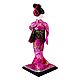 japanese Geisha Doll in Magenta Kimono Dress Holding Fan
