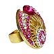 Magenta and White Stone Studded Adjustable Ring