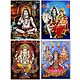 Shiva, Parvati, Ganesha, Lakshmi,Saraswati - Set of 4 Glitter Posters