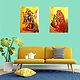 Radha Krishna - Set of 2 Golden Metallic Paper Poster