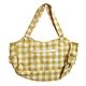 Yellow and Off-White Check Jute Bag with Two Large and Two Small Zipped Pockets