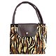 Foldable Yellow and Brown Tiger Skin Printed Rexine Bag