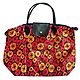 Foldable Yellow and Red Floral Printed Rexine Bag