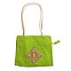 Green Appliqued Jute Bag with Two Open Pockets and Two Zipped Pockets