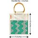Hand Painted Jute Shopping Bag with Two Open Pocket and Wooden Handle