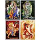 Radha Krishna,Ganesha and Hanuman - Set of 4 Glitter Posters
