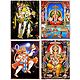 Radha Krishna,Santoshi Mata,Ganesha,and Hanuman - Set of 4 Glitter Posters