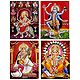 Navadurga, Kali, Saraswati, Ganesha - Unframed 4 Glitter Poster
