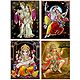 Radha Krishna,Ganesha,and Hanuman - Set of 4 Glitter Posters