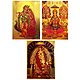 Lakshmi,Saraswati,Ganesha, Radha Krishna and Shirdi Saibaba  - Set of 3 Golden Metallic Paper Poster