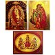 Lakshmi,Saraswati,Ganesha and Radha Krishna and Shirdi Sai Baba - Set of 3 Golden Metallic Paper Poster