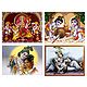 Set of 4 Radha Krishna, Bal Gopal and Bhagawati Posters