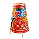 Leather Perforated Table Stand Lamp Shade with Colorful Hand Painted Peacock Design