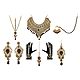 Faux Gemstones and Kundan Necklace Set with Shringar Patti, Jhumar, Mang Tika, Ring Bracelet and Nose Ring