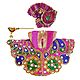 Embroidered Multicolor Dress, Crown and Flute for 3 Inches Bal Gopal Idol