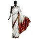 White Assam Pat Silk Saree with Boota All-Over and Gorgeous Red Border and Pallu