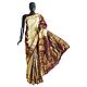 Off-White Banarasi Saree with Golden Design All-Over and Gorgeous Wine Red Pallu and Border  
