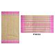Light Beige Bengal Cotton Saree with Check All-Over and Pink Border