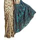 Ivory White Cotton Silk Saree with Weaved Design All-Over and Dark Cyan Anchal 