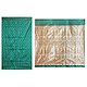 Cyan Green Ghicha Silk Sari with Beige Pallu