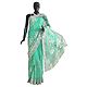 Light Emarald Green Net Saree with Silver Sequin and Zari Thread Work All-Over, Pallu and Border                                    