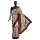 Light Beige Tussar Silk Saree with Maroon Border and Pallu with Tribal Embroidery All-Over