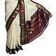 Off-White Self Check Cotton Gadwal Saree with Maroon and Green with Golden Zari Border and Pallu from Andhra Pradesh