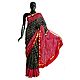 Tie and Dye Black Gharchola Silk Saree with Zari Check, Red Border and Pallu from Gujarat