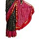 Tie and Dye Black Gharchola Silk Saree with Zari Check, Red Border and Pallu from Gujarat