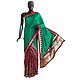 Green and Maroon Designer Saree with Golden Zari Design on Pleats, Border and Pallu