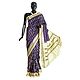 Purple Pochampally Silk Saree with Off-White Ikat Design All-Over, Border and Pallu