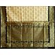 All-Over Weaved Design Beige Jute Saree from Banaras with Black and Golden Anchal