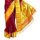 Maroon Kanjivaram Silk Saree with All-Over Zari Boota and One Sided Zari Border with Yellow Pallu from Tamilnadu