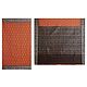 Ikkat Design on Rust Color Cotton Saree with Black Border and Pallu