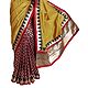Yellow and Maroon Ghicha Silk Designer Saree with Golden Zari Design on Pleats, Border and Pallu
