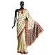 Light Cream Assam Moonga Silk Saree with Red,Black and Yellow Designer All-Over Boota with Border and Pallu