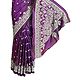 Dark Purple Pure Silk Saree with Kutch Embroidery