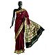 Maroon Valkalam Saree with All-Over Boota from Banaras with Dancer Motifs on Black Brocade Pallu and Border