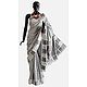 Weaved Black and White Saree with Border and Anchal