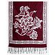 Reversible Maroon and White Woolen Stole with Weaved Floral Design 