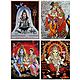 Shiva Family,Shiva,Radha Krishna and Ganesha - Set of 4 Glitter Posters