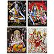 Shiva, Parvati, Ganesha, Vaishno Devi - Set of 4 Glitter Posters