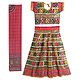 Red Tie and Dye Dupatta and Multicolor Cotton Lehenga Choli with Embroidery and Faux Mirror Work