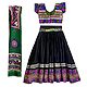 Multicolor Embroidery on Black Cotton Lehenga Choli with Green Dupatta and Elaborate Sequin Work