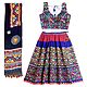 Blue and Red Cotton Lehenga, Choli and Black Dupatta with Gorgeous Kachchi Embroidery